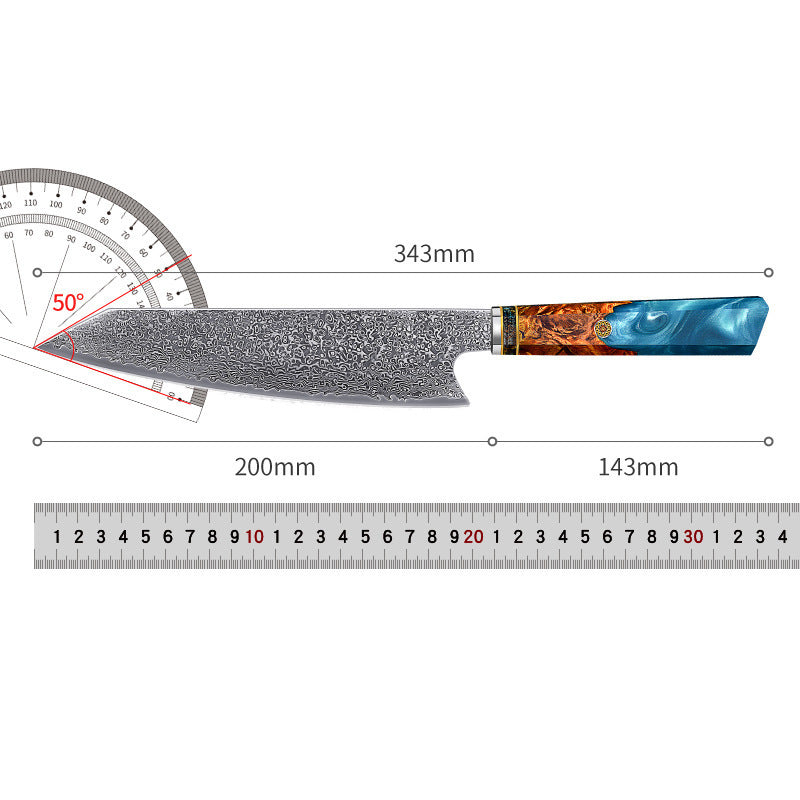 Lightweight Chef's Knife With Wood Resin Handle