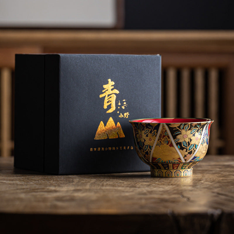 Enamel Color In Chinese Antique Style Gold And Silver Measure Master Cup Porcelain Kung Fu Tea Set Tea Cup