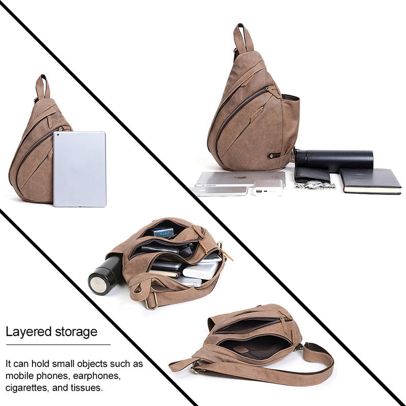 Men's Chest Bag Casual Fashion One-shoulder Men's Bag Riding Crossbody Large Capacity Retro