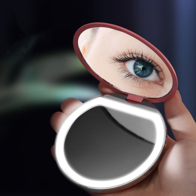 Mini miroir de maquillage portable à LED