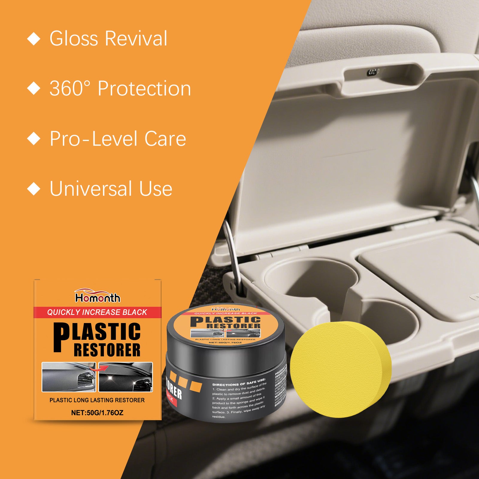 Crème d'entretien et de rénovation pour l'intérieur de voiture, nettoyante et détachante