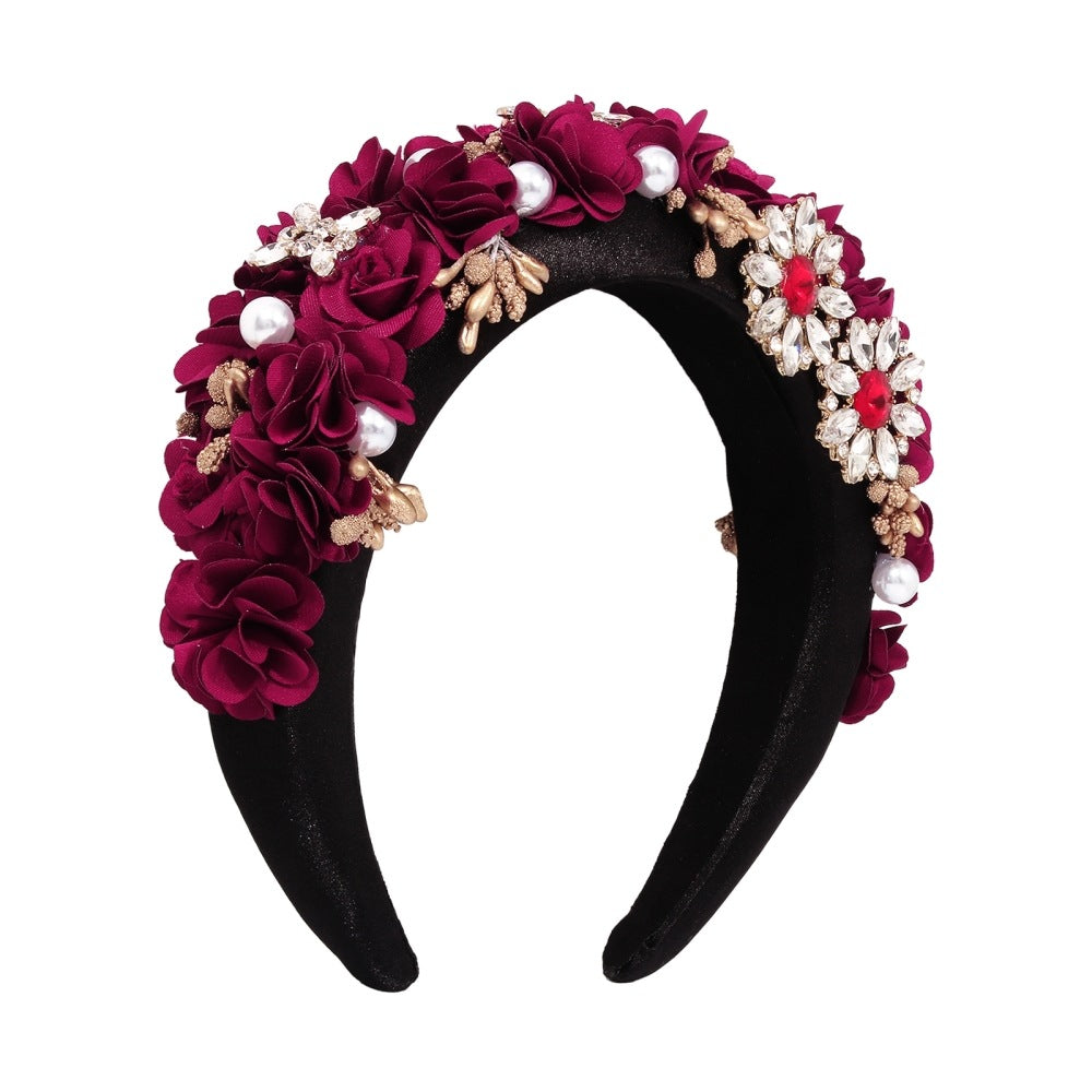 Accessoires à cheveux à perles d'imitation, bandeau large et tendance