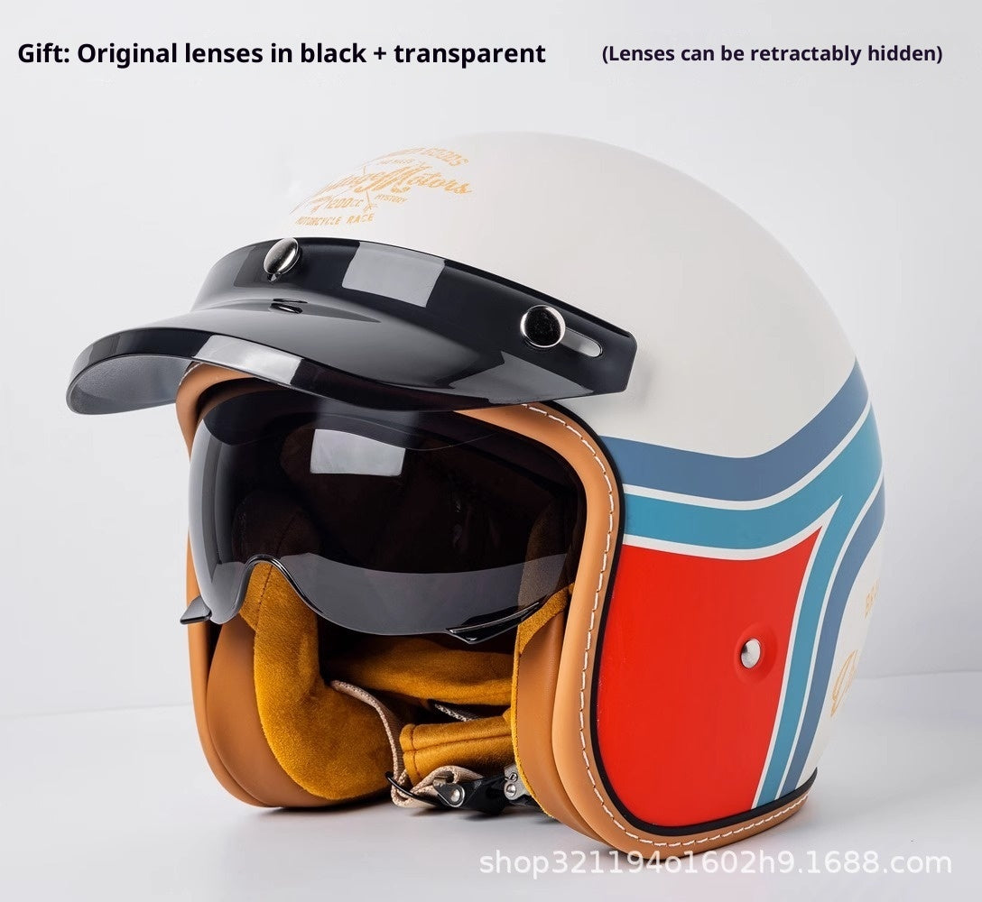 Casque de moto Casque de moto pour hommes et femmes avec lunettes intégrées pour voiture électrique