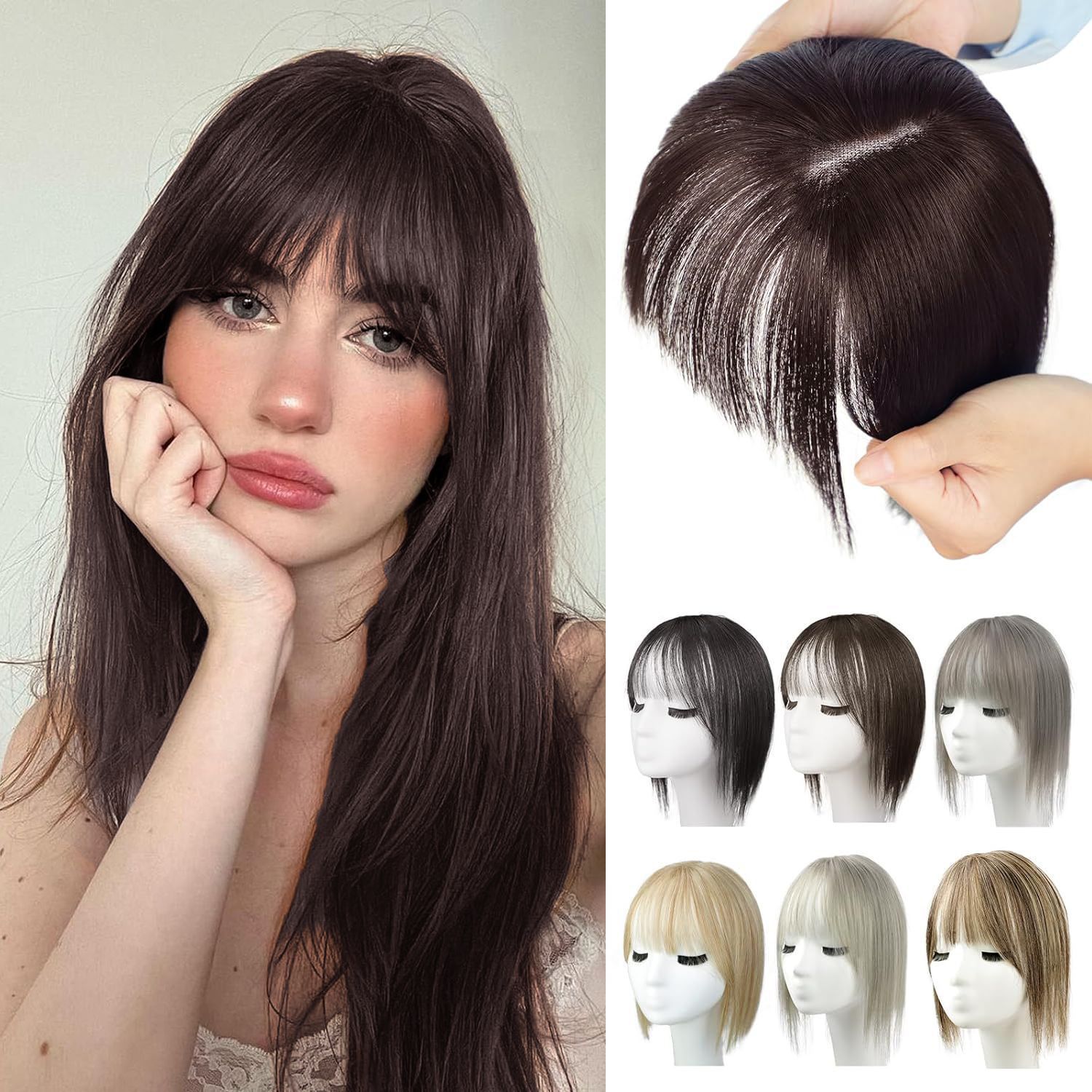 Perruque naturelle légère respirante pour femme Couvre les cheveux gris invisibles