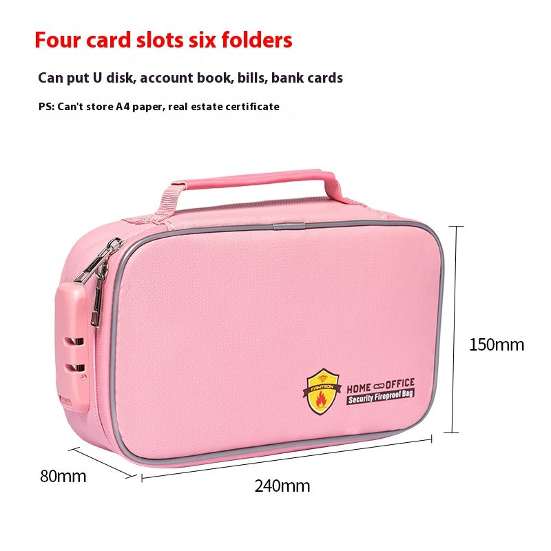Fireproof Certificate Household Information File Bag Storage Box