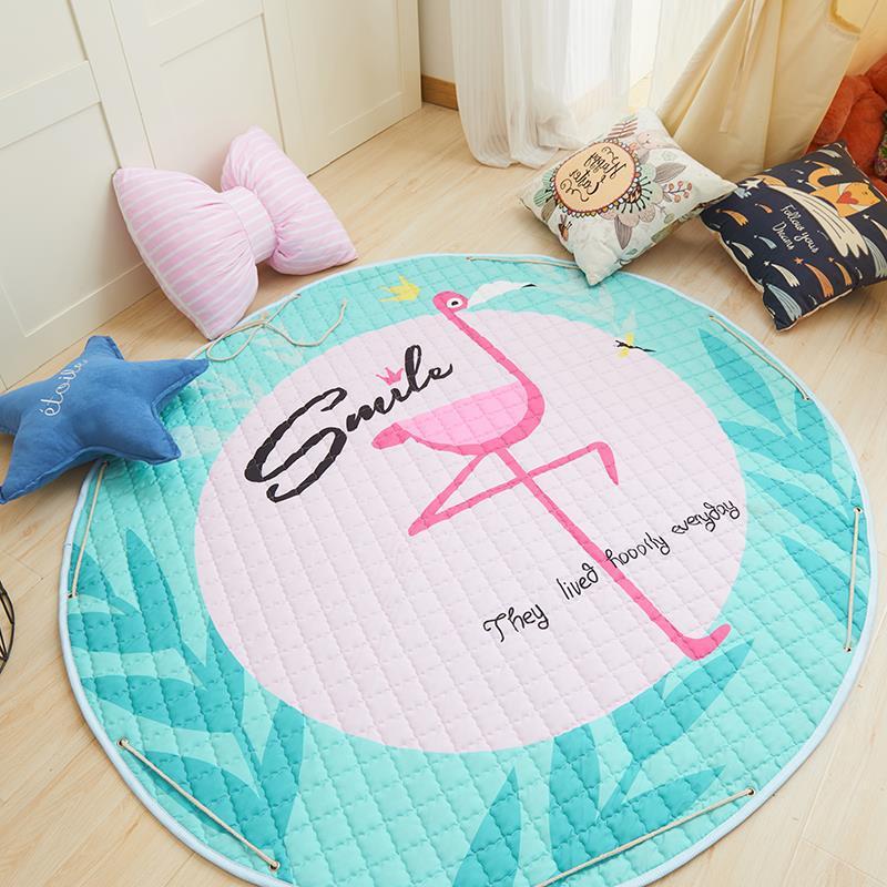 Round Fabric Baby Crawling Children's Play Mat, Toy Storage Blanket, Cotton Crawling Mat