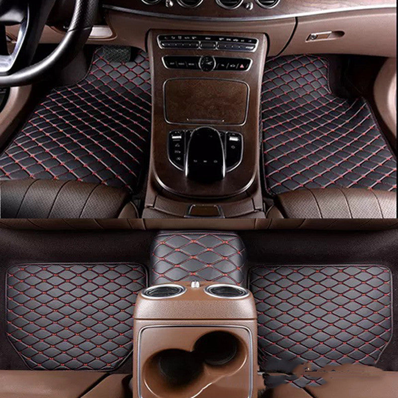 Tapis de pied universel en cuir matelassé brodé pleine couverture avec gouvernail droit