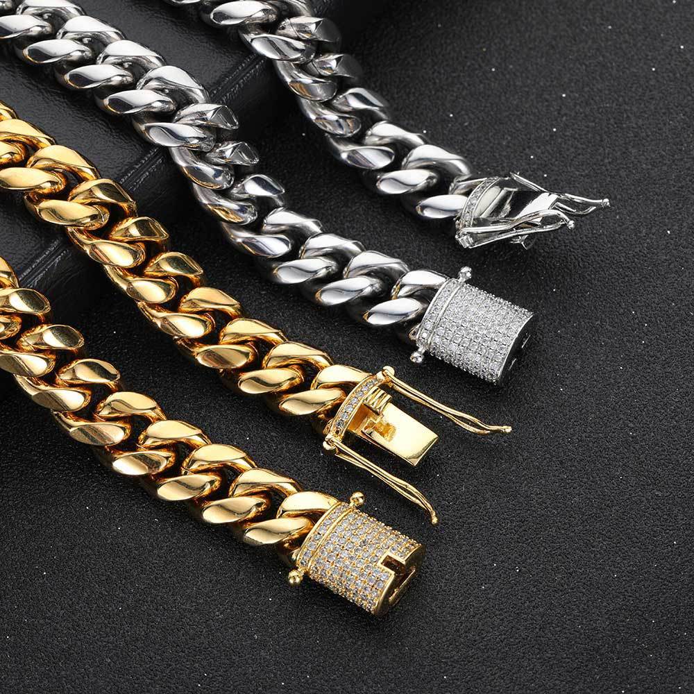 European Hip Hop Necklace Stainless Steel Round Grinding