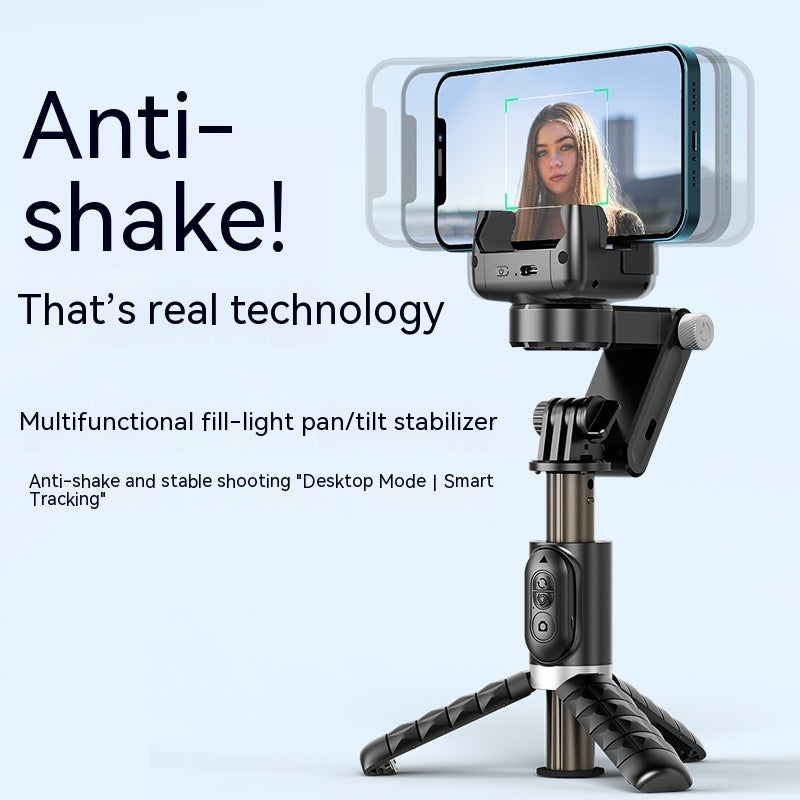 Support de téléphone pour diffusion en direct, stabilisateur de tête intelligent rétractable anti-secousse pour appareil photo, perche à selfie portable