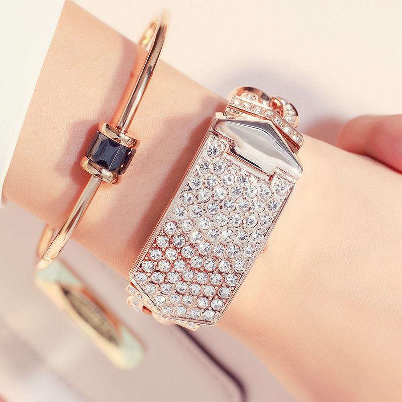 Ladies Bracelet Watch with Full Diamond Flip Cover