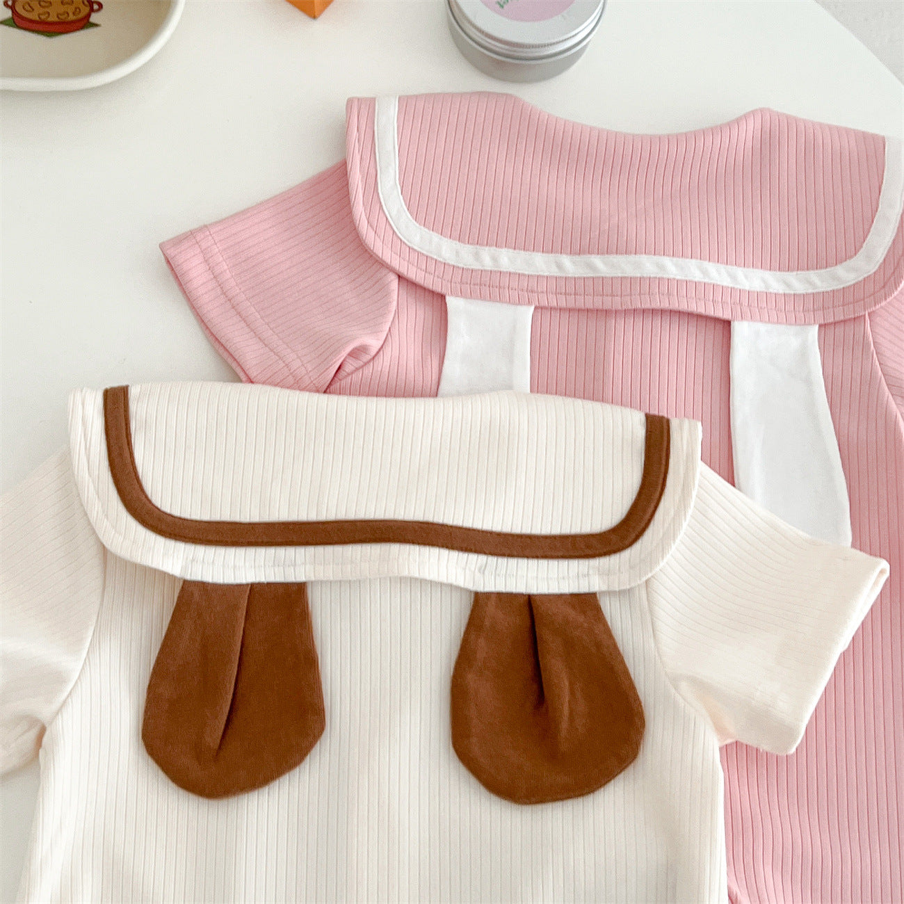 Baby Bear Rabbit Ear Jumpsuit Summer Sunken Stripe Cotton Going Out Clothes