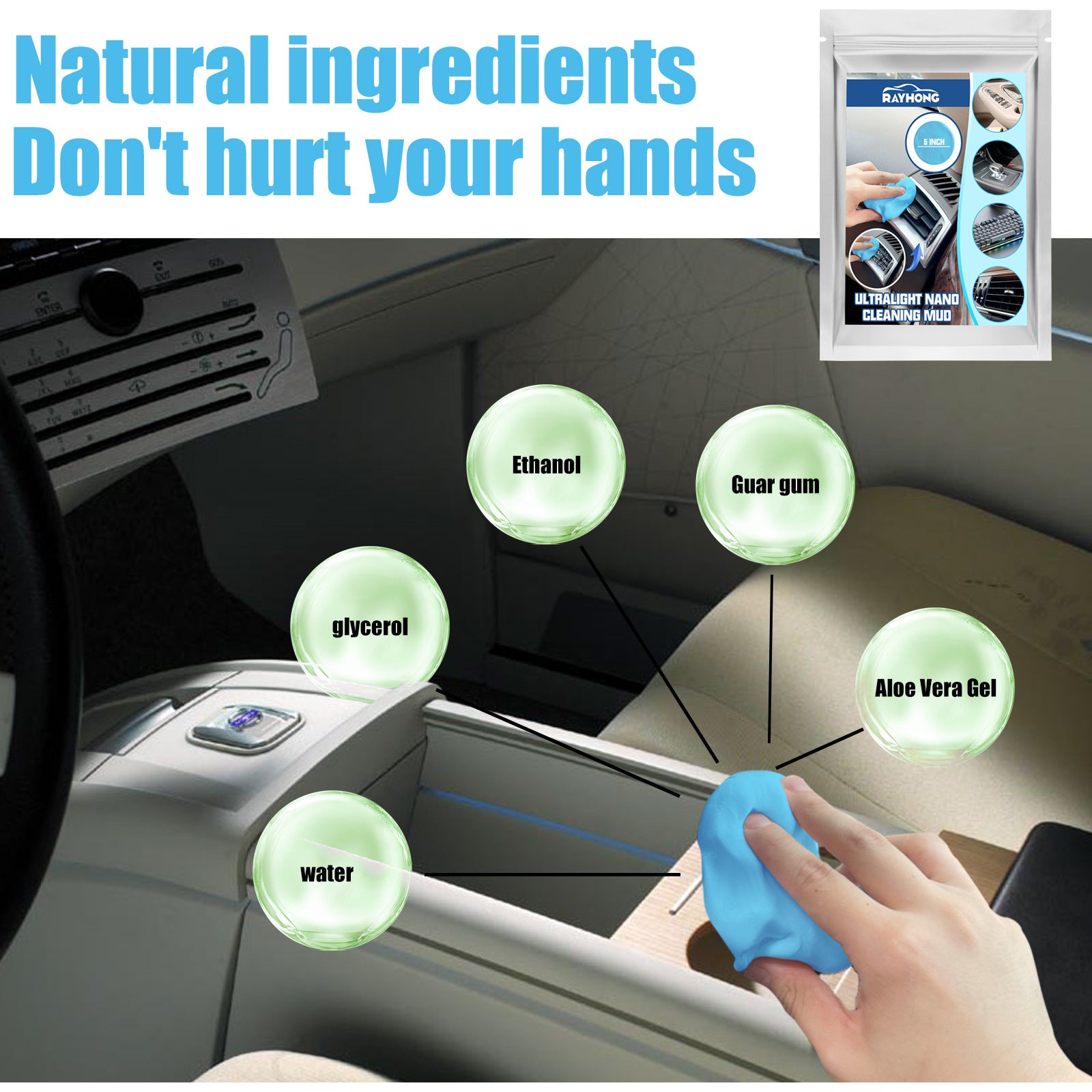 Nettoyage de l'habitacle de voiture, élimination de la poussière des interstices, boue de nettoyage multifonctionnelle