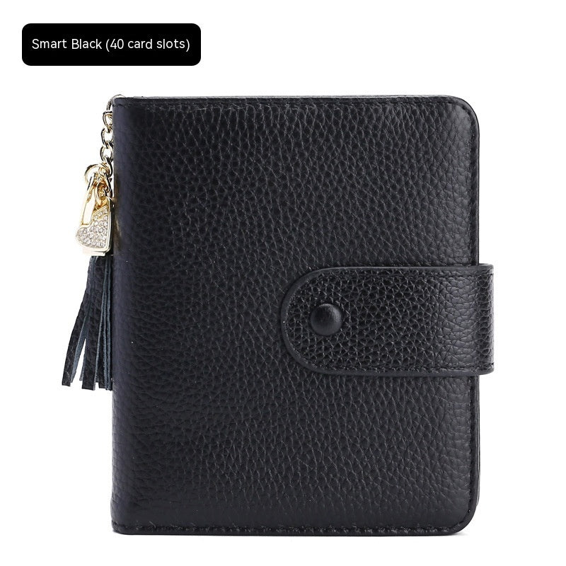 Korean Style Large Capacity Tassel Snap Solid Color Multiple Card Slots Driving License Protective Cover