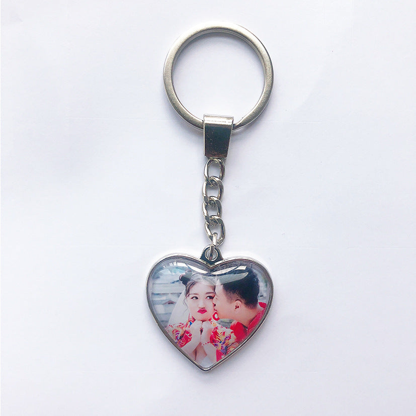 Pendentif photo DIY porte-clés couple pour hommes et femmes