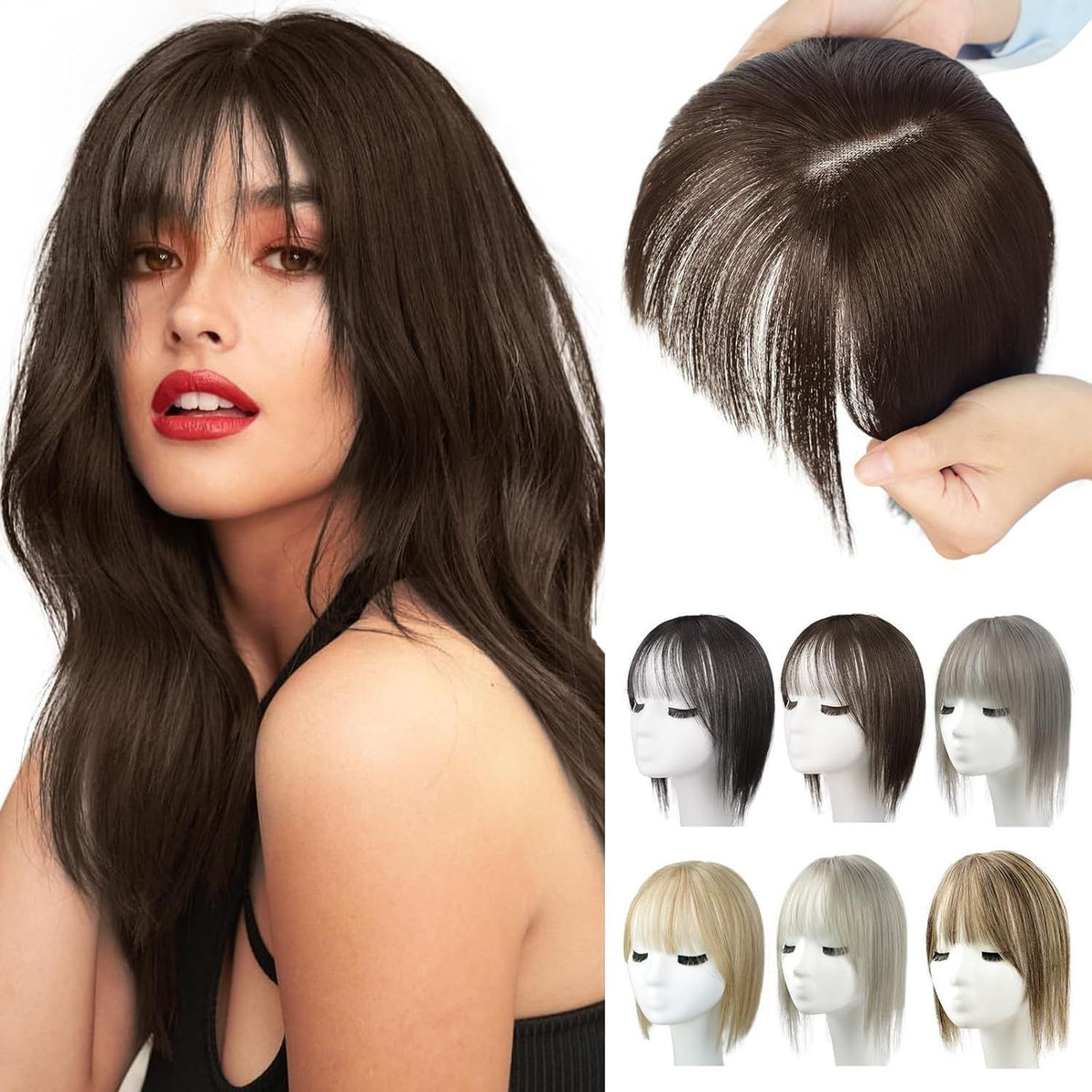 Perruque naturelle légère respirante pour femme Couvre les cheveux gris invisibles