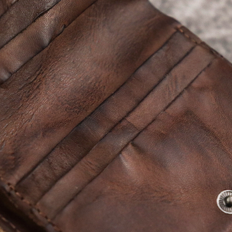 Vegetable tanned leather zipper wallet