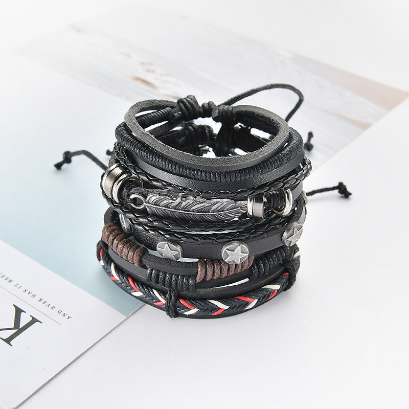 Bracelet en cuir multicouche pour hommes