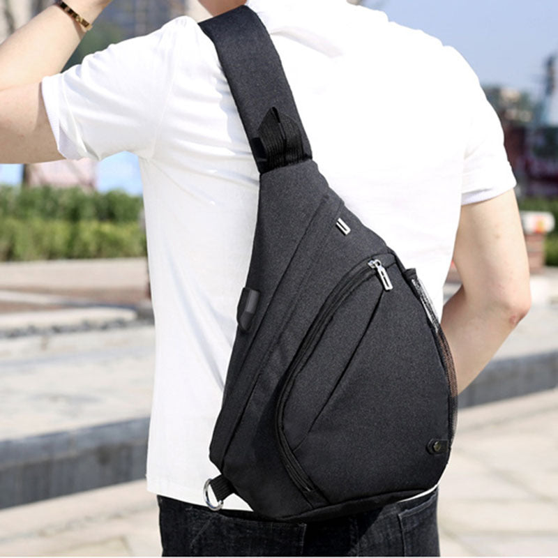 Men's Chest Bag Large Capacity Water Cup Storage Bag Travel USB Bag