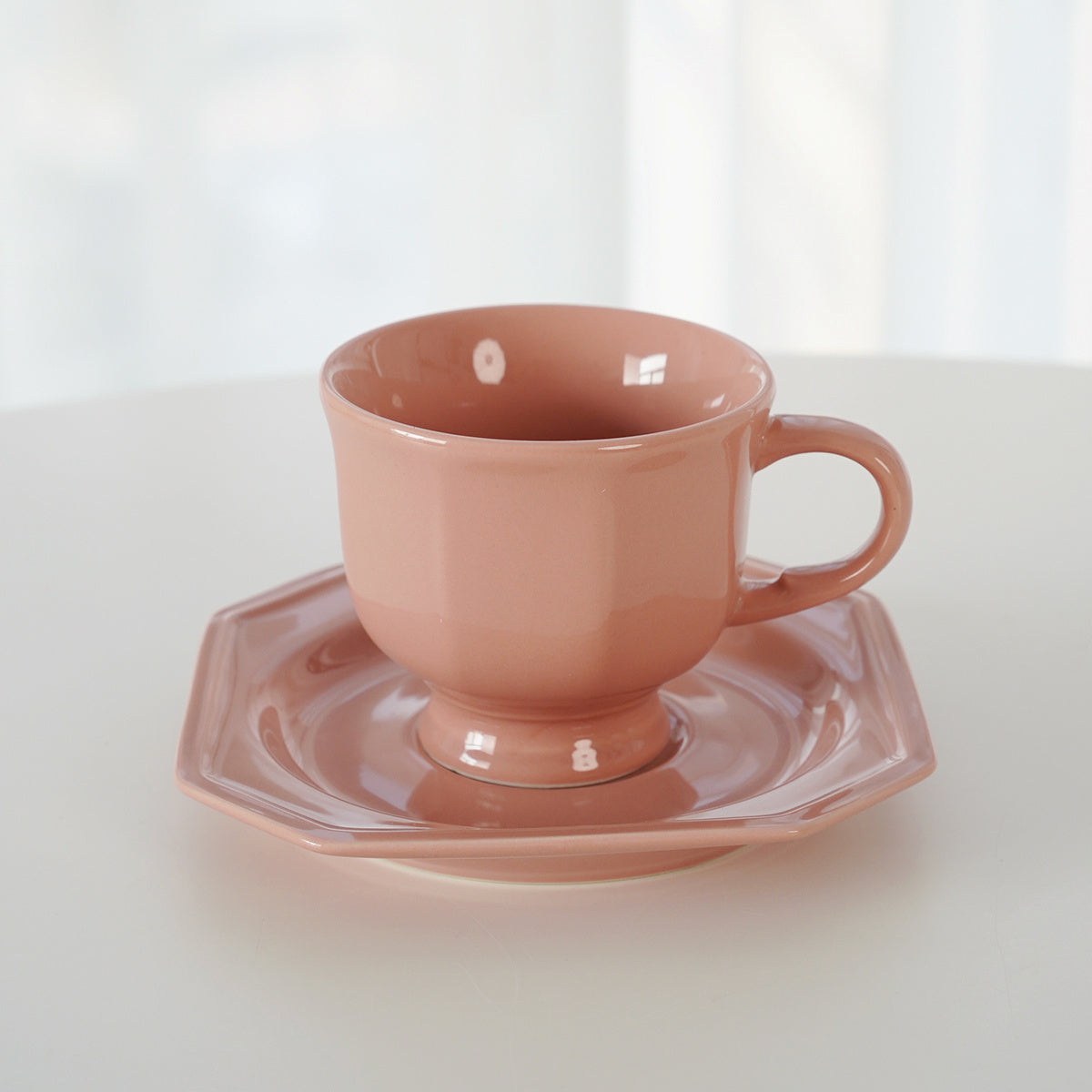 Retro Octagon Light Luxury Tea Cup And Saucer Set