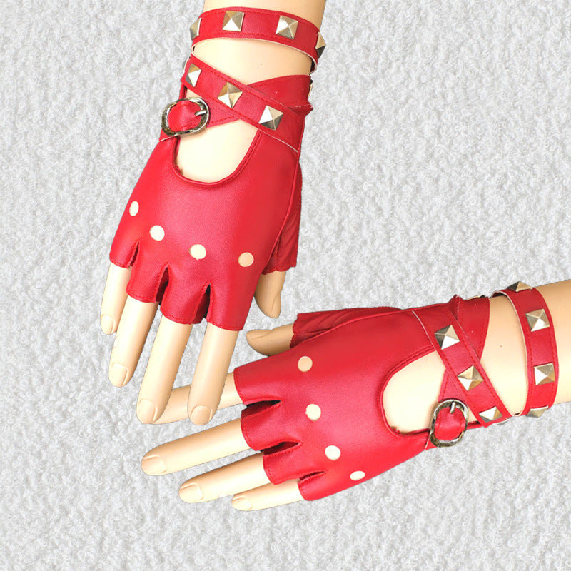 Gants Gothiques sans Doigts Punk Rock pour Femmes