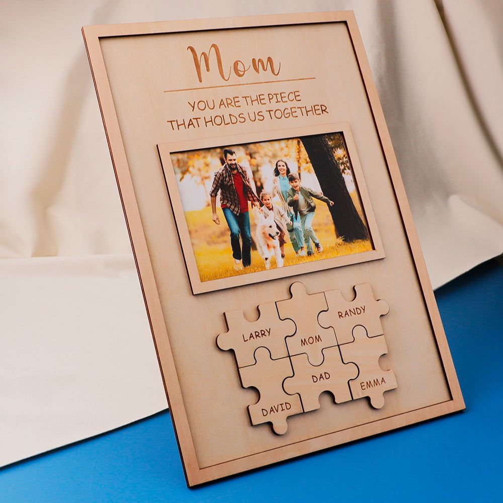 Cadeau Fête des Mères Cadre Puzzle en Bois Personnalisé Cadeau Commémoratif DIY