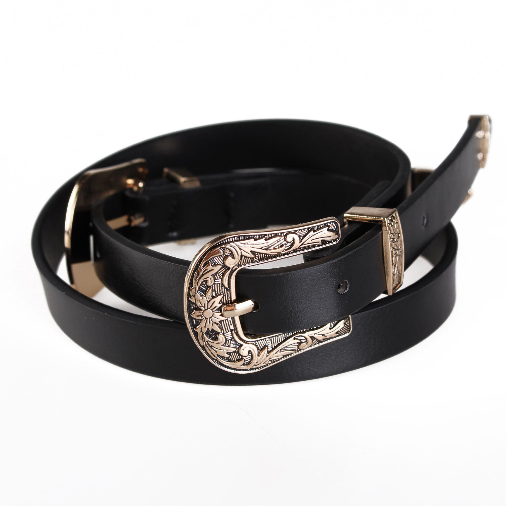 Double-headed vintage carved fashion silver buckle ladies pin buckle belt