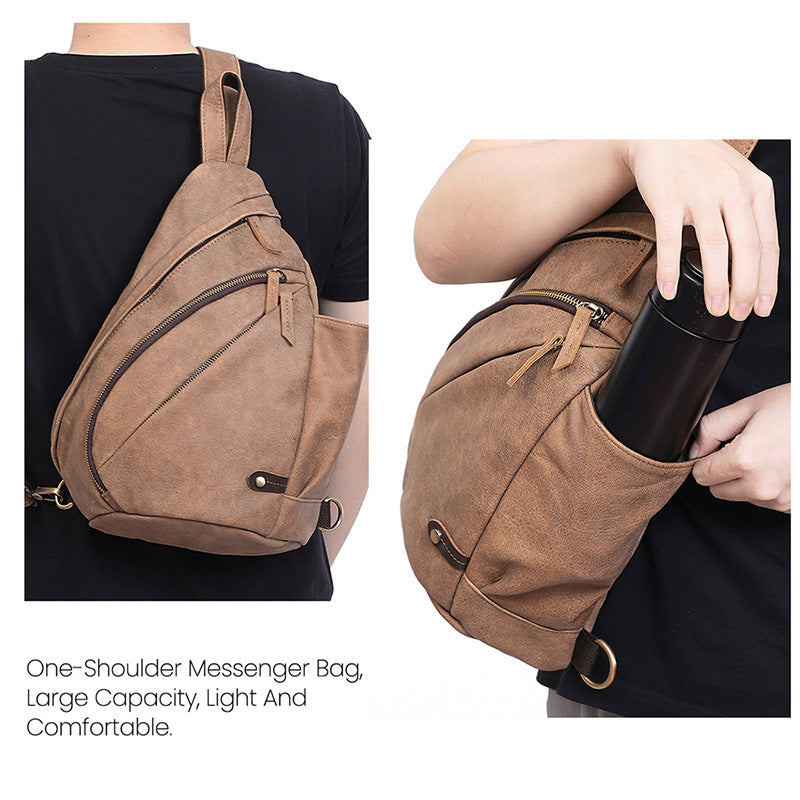 Men's Chest Bag Casual Fashion One-shoulder Men's Bag Riding Crossbody Large Capacity Retro