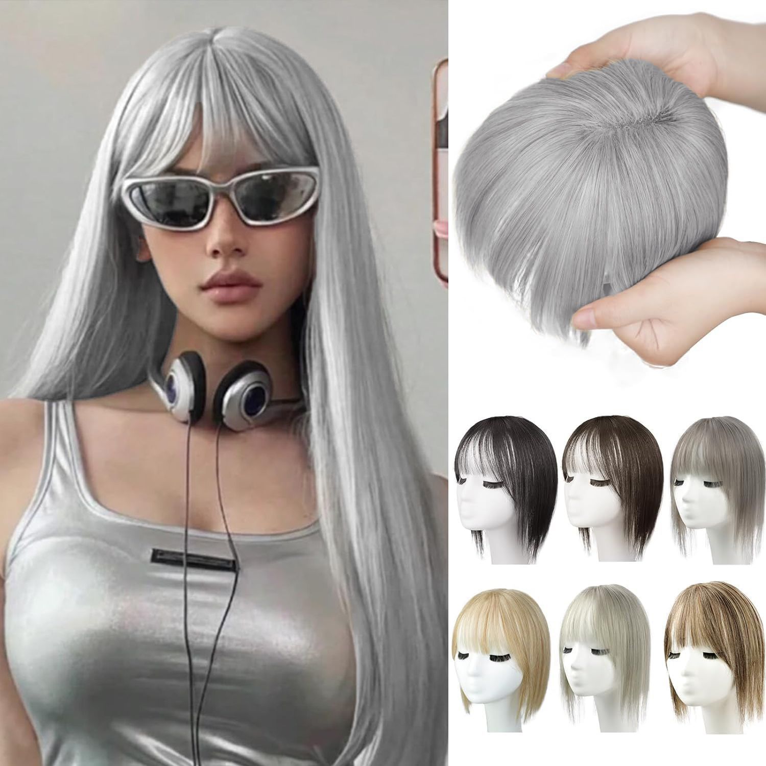Perruque naturelle légère respirante pour femme Couvre les cheveux gris invisibles