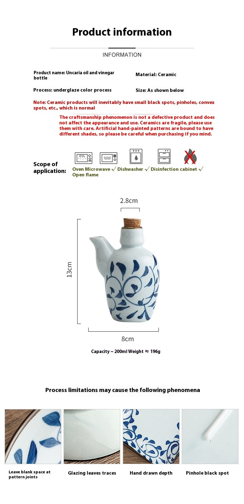 Commercial Small Capacity Old-fashioned Ceramic 200mL Soy Sauce Bottle