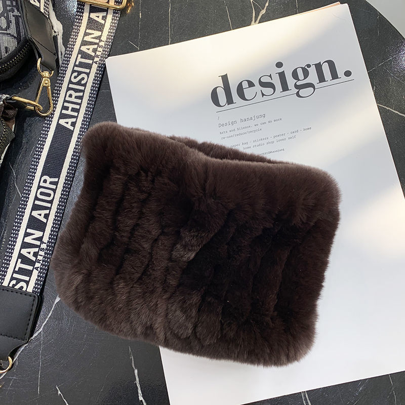 Rex Rabbit Fur Bandana Women's Winter Elastic Net Scarf Hair Band Wild Grass Plush Headband Children's Scarf