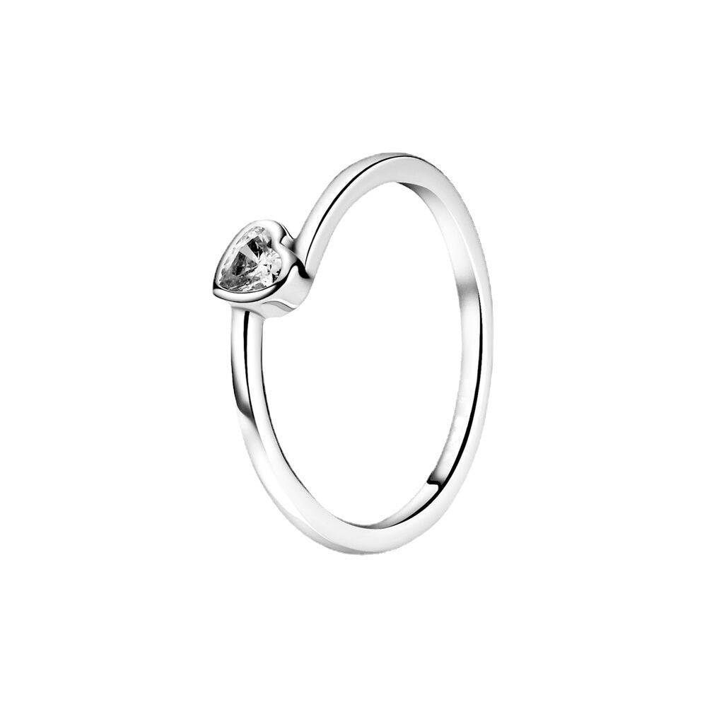 S925 Silver Ring Heart-shaped Ring Female