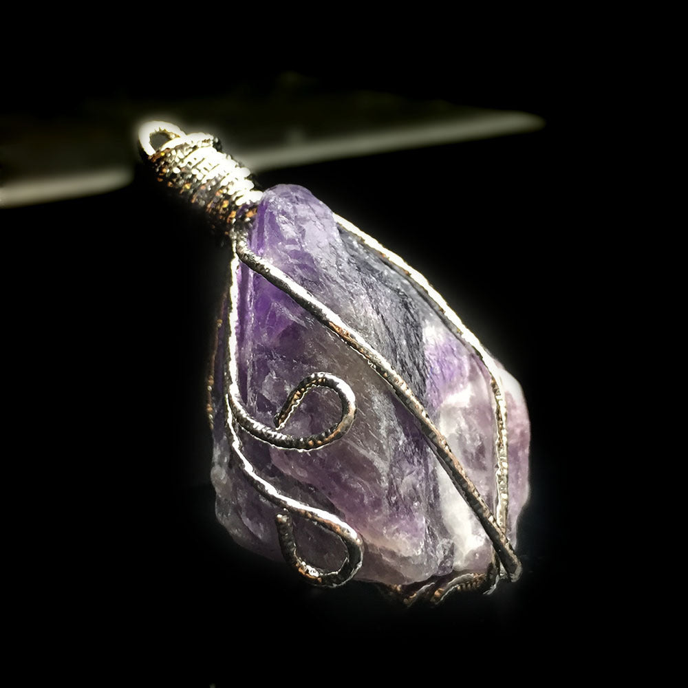 Natural Crystal Agate Rough Stone Pendant Irregular Winding