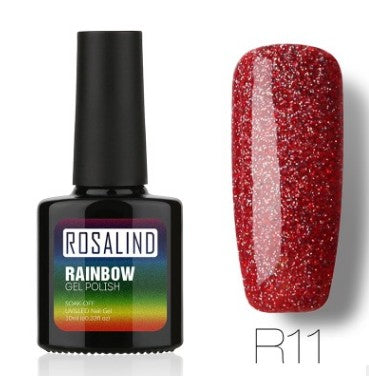 Sans clous, longue tenue, non toxique, vernis à ongles, colle de photothérapie ROSALIND, système arc-en-ciel étoilé.