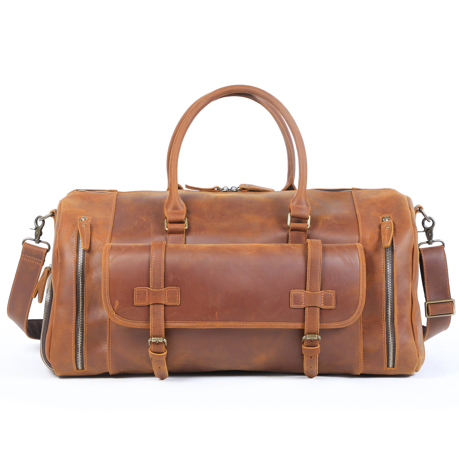 Sac de voyage en cuir de vachette véritable première couche, grande capacité, style rétro pour homme