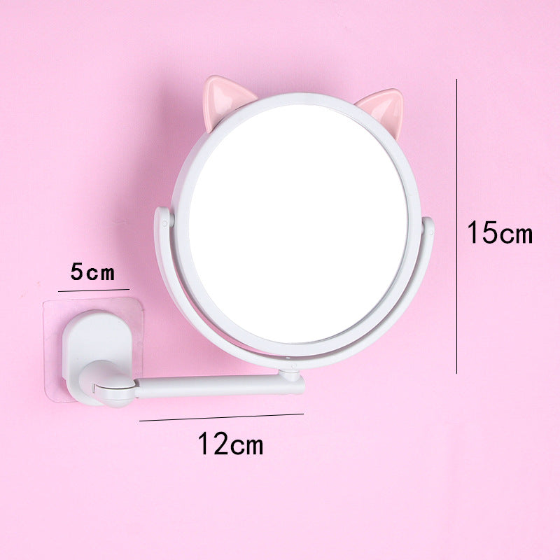 Punch-free cute wall-mounted makeup mirror
