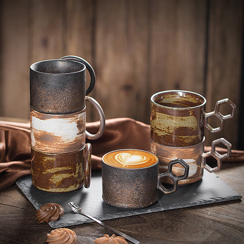 Creative Vintage Ceramic Coffee Cup Stackable Steam Pitcher