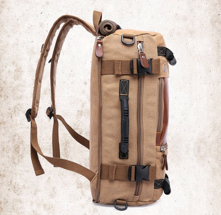 Large-capacity backpack canvas men's backpack multi-function shoulder computer backpack outdoor travel bag
