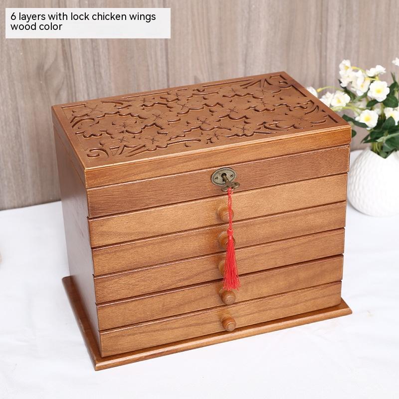 Vintage Drawer Style Large Capacity Lockable Jewelry Storage Box