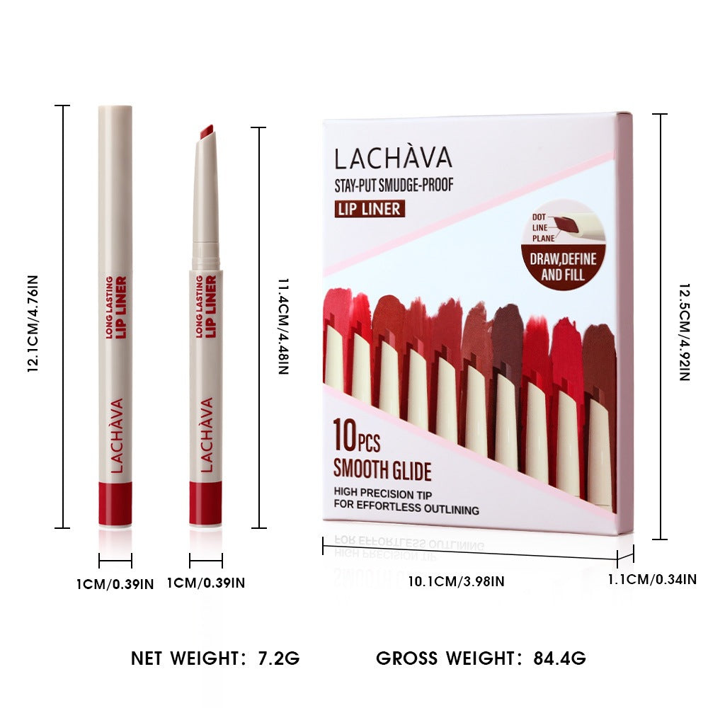 10 Color Long Lasting Color Lipstick Lip Liner Suit