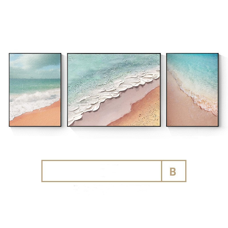 Living Room Decorative Painting Abstract Art Ocean Wave Triptych Sofa Background Wall