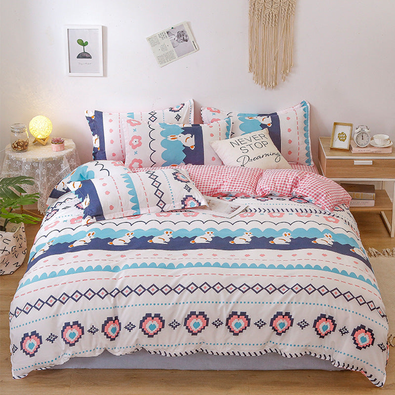Washed Cotton Four-piece Bedding Set Autumn Single