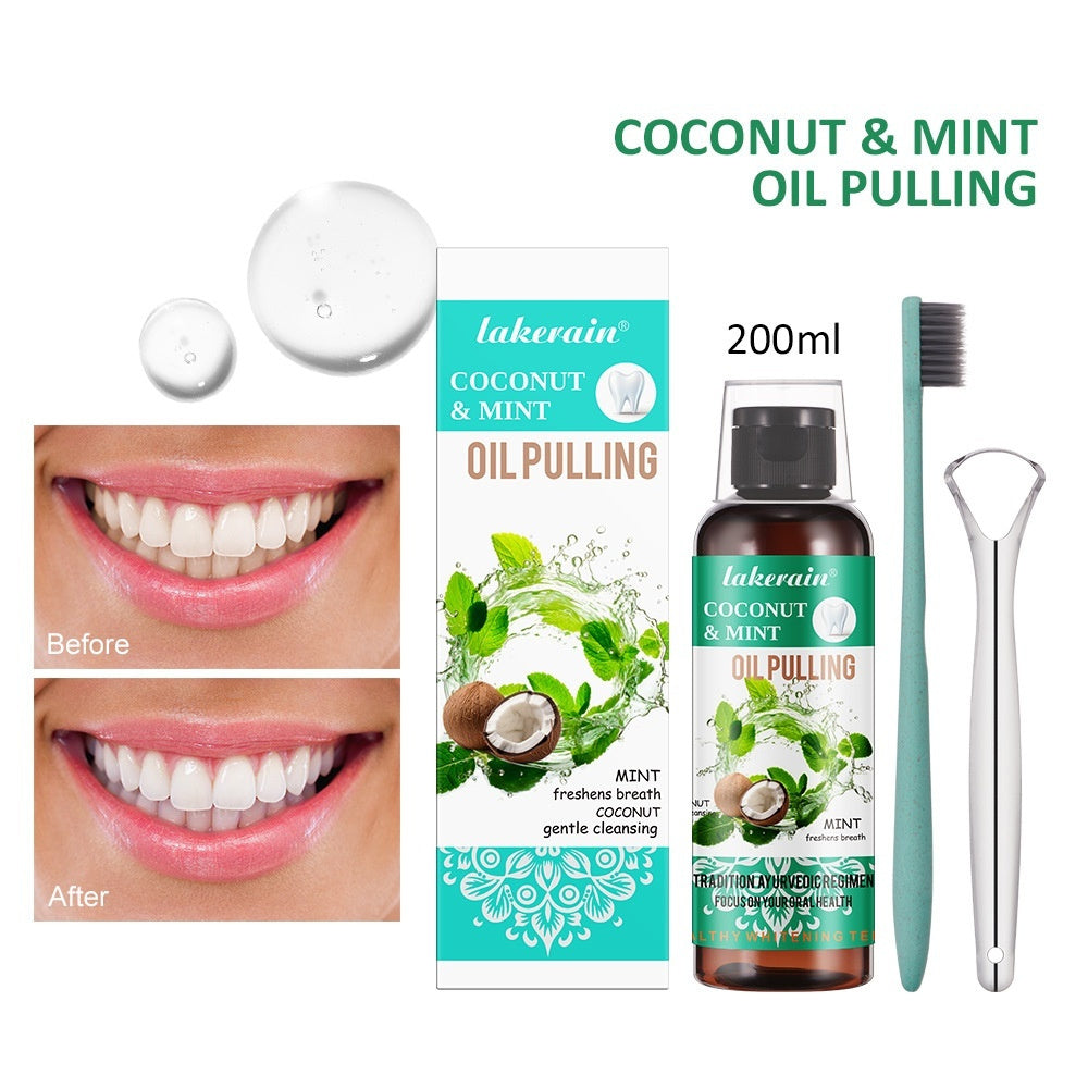 Bain de bouche à l'huile de coco pour une haleine fraîche et des soins buccodentaires