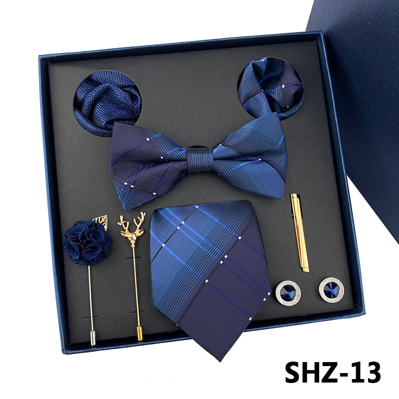 Men's Fashion Simple Pocket Scarf Brooch Tie Set