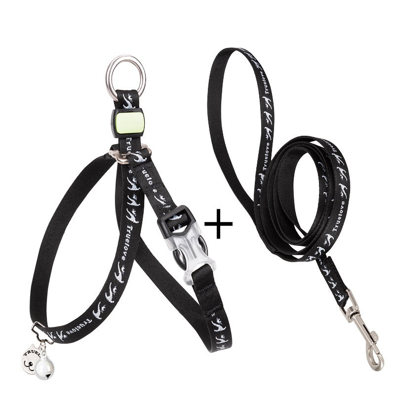 Laisse Harnais Gilet Ceinture de Poitrine pour Chat et Petit Chien avec Clochette et Corde de Traction