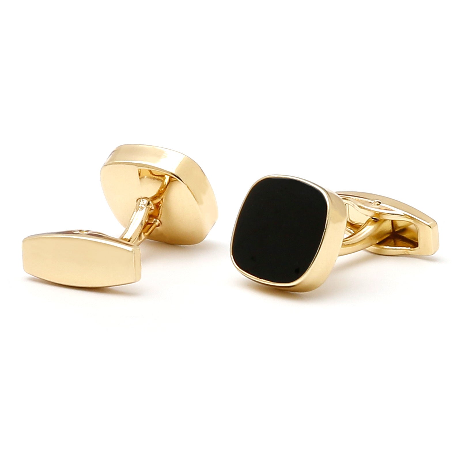 Men's Cufflinks New Classic Simple Inlaid Black Square Gold Shirt Cufflink Buttons