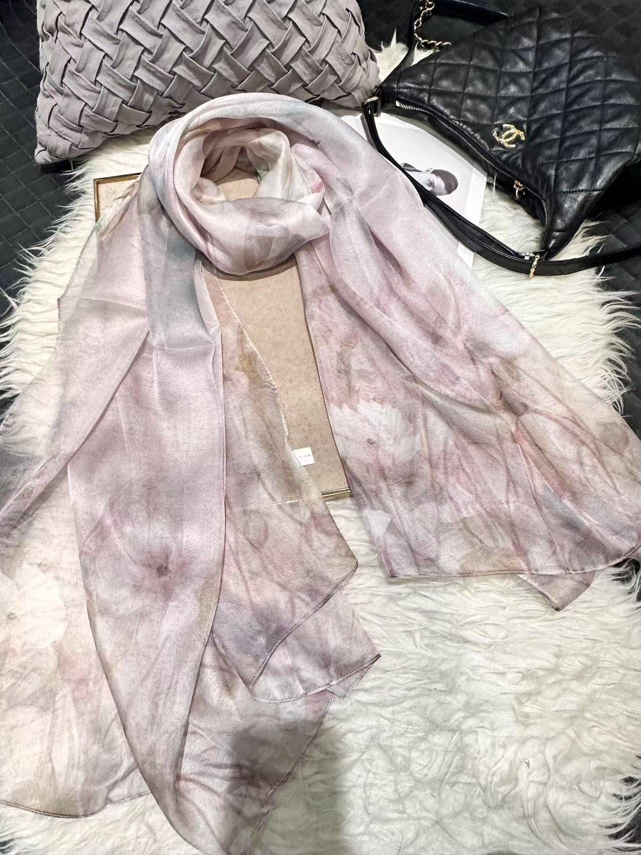 Mulberry Silk Chiffon With Digital Printlightweight Airy And Flowy Summer Sheer Scarf