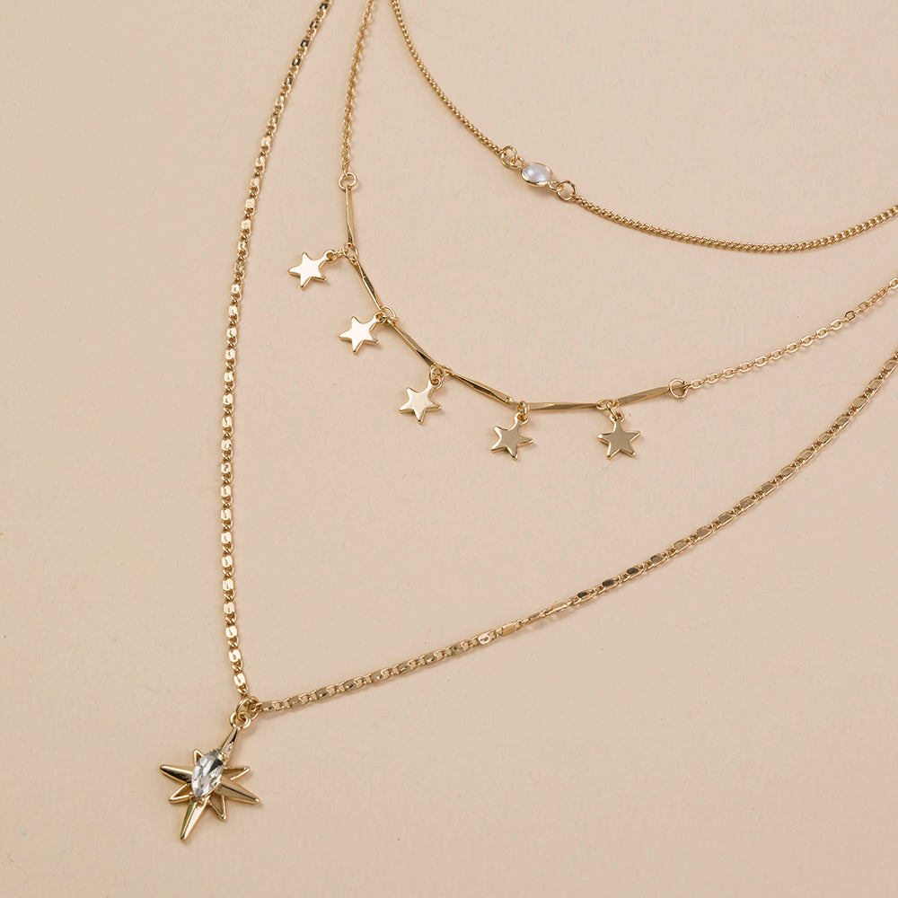 HEXAGRAM multi-element multi-layer copper pendant necklace