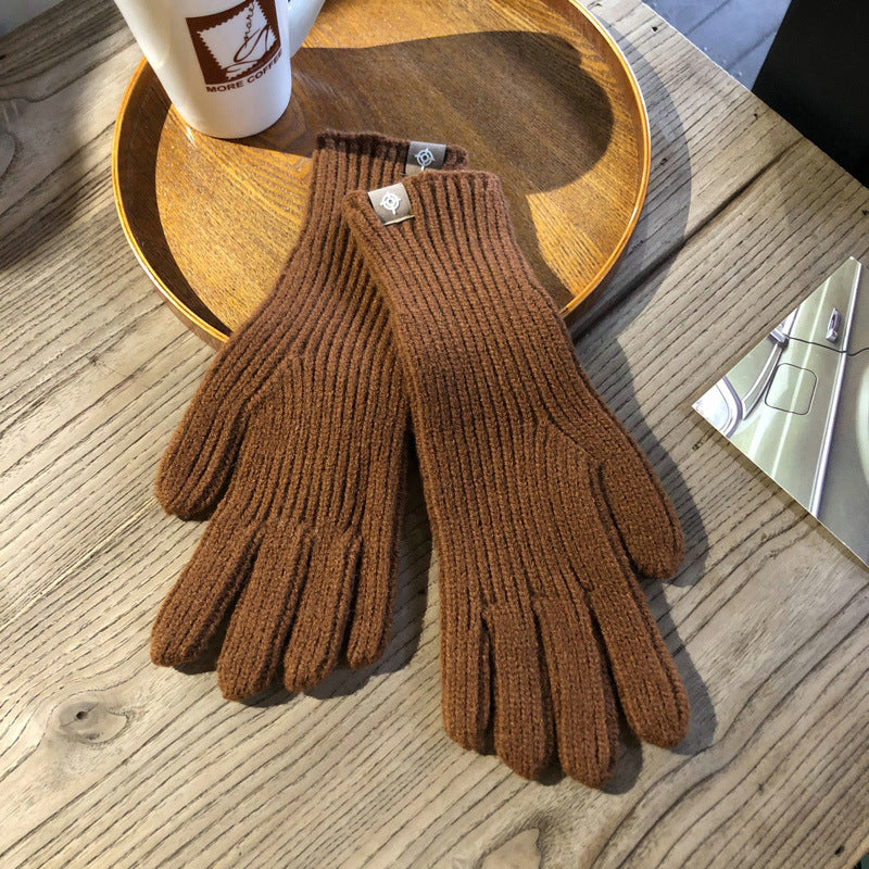 Winter Solid Color Knitted Gloves For Men And Women