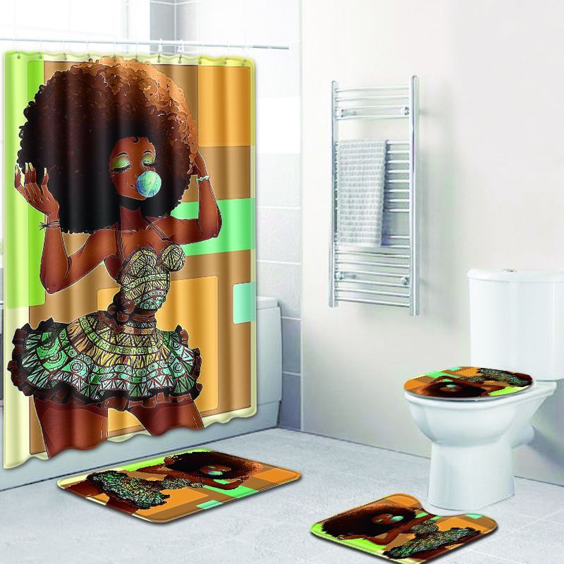 Ensemble tapis et rideau de douche
