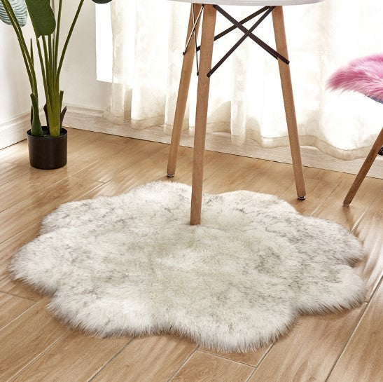 Tapis en Laine Artificielle, Forme Florale, en Peau de Mouton, Poilu, Faux Tapis, Coussin de Siège en Fourrure, Chaud, Tapetes, Tapis de Sol, Tapis Doux
